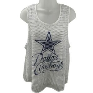 NFL Dallas Cowboys Womens Rhinestone Mesh Tank Top Shirt XLarge NEW